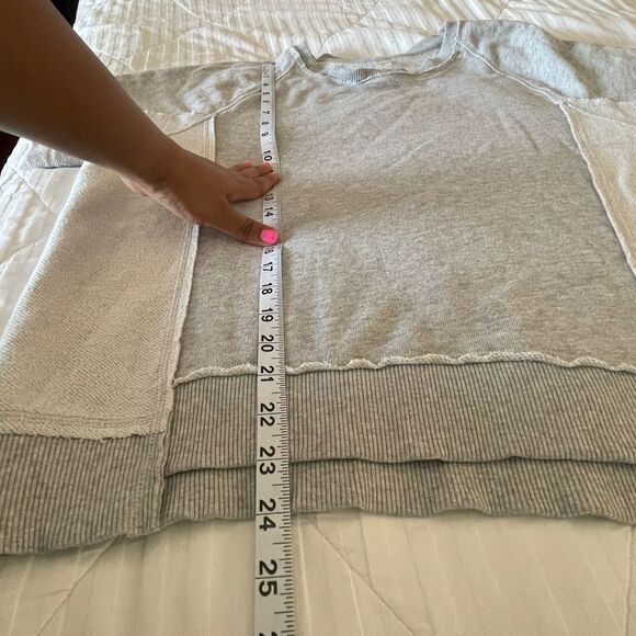 90 DEGREE BY REFLEX Women's Oversize Loop Top Gray Terry T-Shirt Tee Size L - Picture 8 of 8